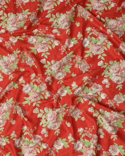 Buy Red Bouquet Design Cotton Lawn 110cm