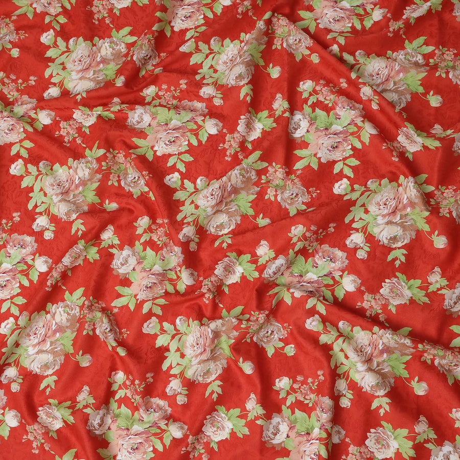 Buy Red Bouquet Design Cotton Lawn 110cm