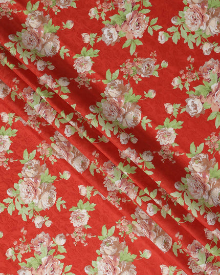 Buy Red Bouquet Design Cotton Lawn 110cm