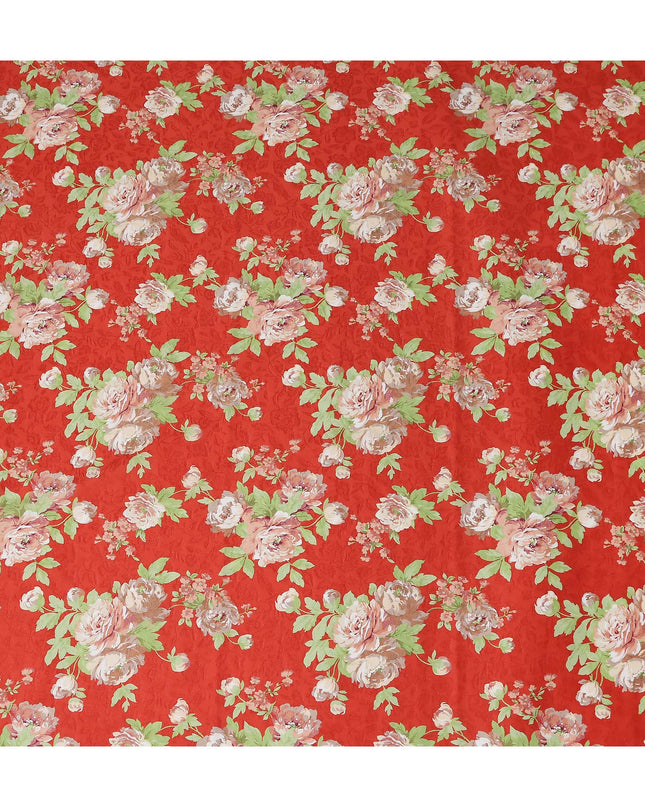 Buy Red Bouquet Design Cotton Lawn 110cm