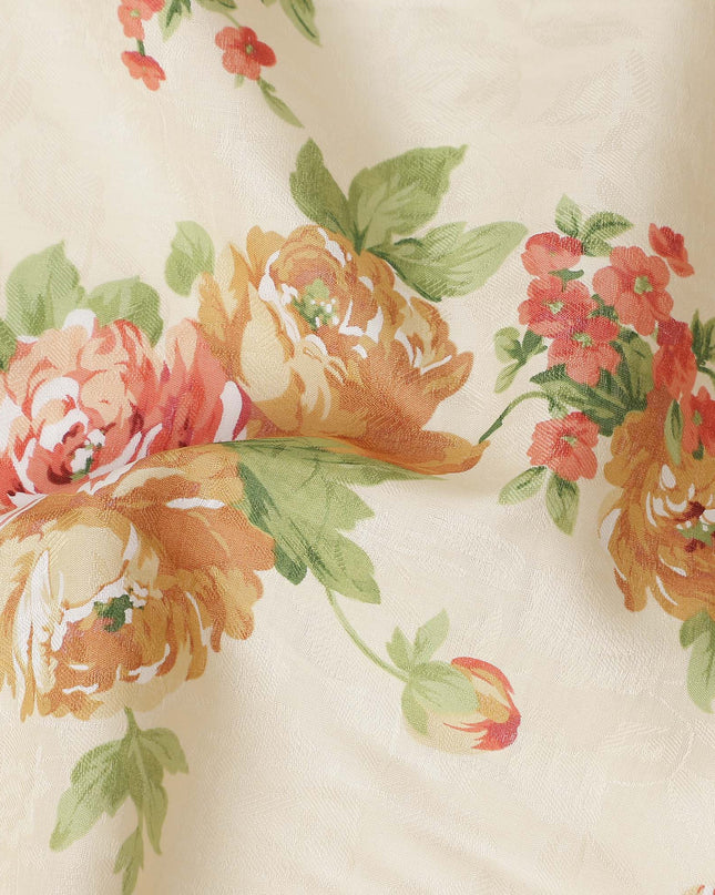 Buy Beige Bouquet Design Cotton Lawn 110cm