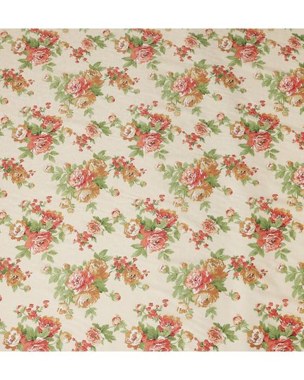 Buy Beige Bouquet Design Cotton Lawn 110cm
