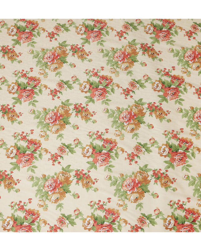 Buy Beige Bouquet Design Cotton Lawn 110cm