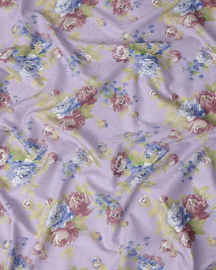 Buy Purple Bouquet Floral Cotton Lawn 110cm