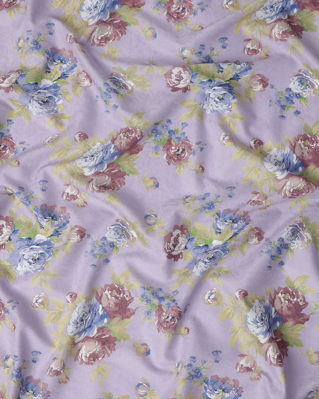 Buy Purple Bouquet Floral Cotton Lawn 110cm
