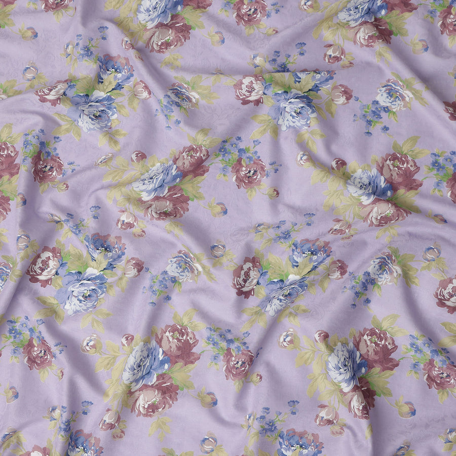 Buy Purple Bouquet Floral Cotton Lawn 110cm