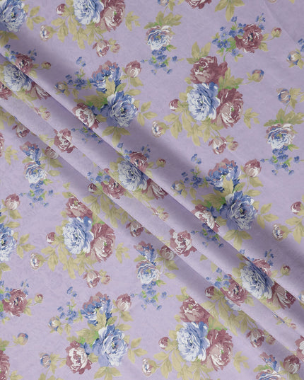 Buy Purple Bouquet Floral Cotton Lawn 110cm
