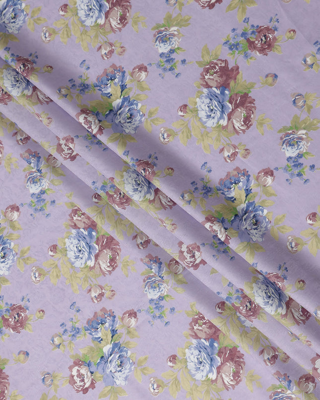 Buy Purple Bouquet Floral Cotton Lawn 110cm