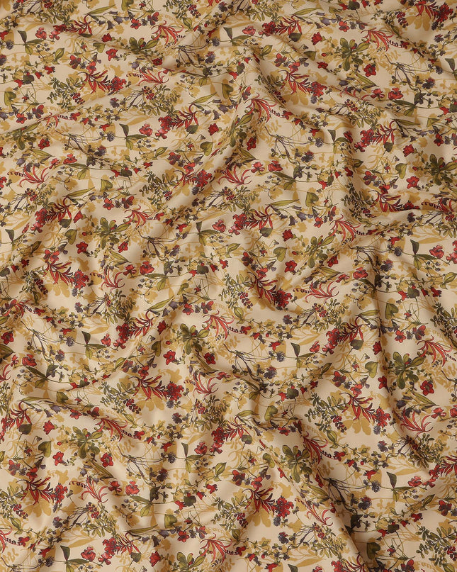 Warm Beige Digital Print Lawn Fabric 110cm