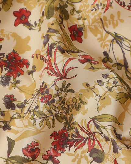 Warm Beige Digital Print Lawn Fabric 110cm