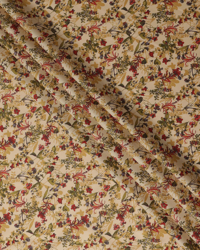 Warm Beige Digital Print Lawn Fabric 110cm