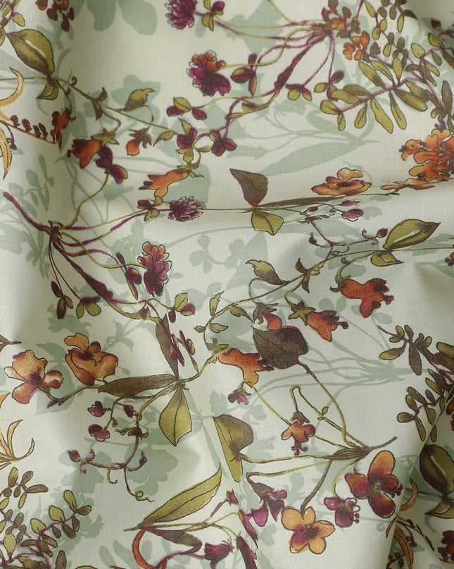 Sage Green Digital Print Lawn Fabric 110cm