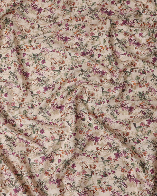 Champagne Beige Digital Print Lawn Fabric 110cm