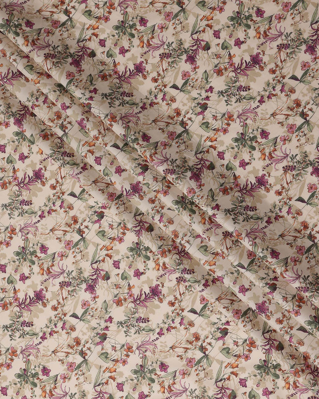 Champagne Beige Digital Print Lawn Fabric 110cm