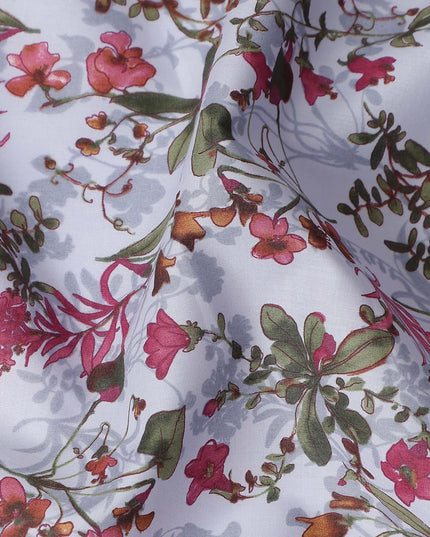 Lilac Pink Digital Print Lawn Fabric 110cm