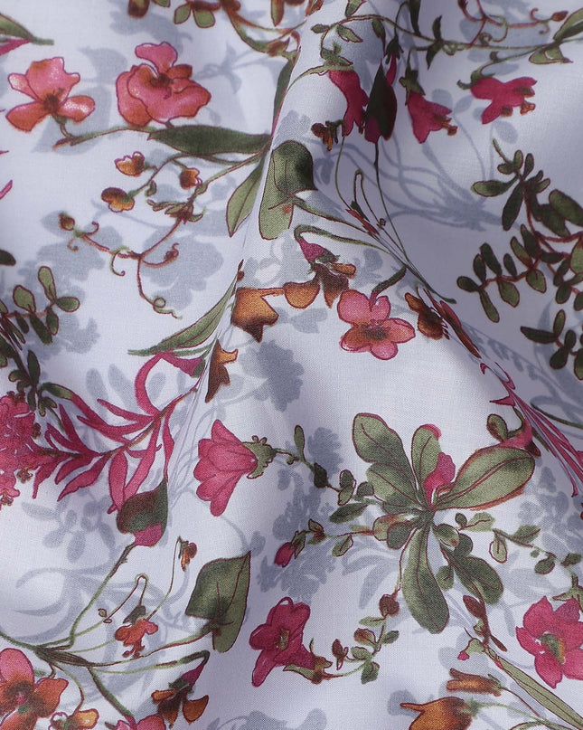 Lilac Pink Digital Print Lawn Fabric 110cm
