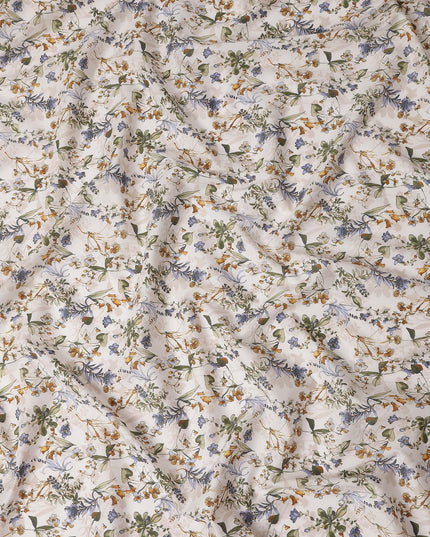 Ivory Beige Digital Print Lawn Fabric 110cm
