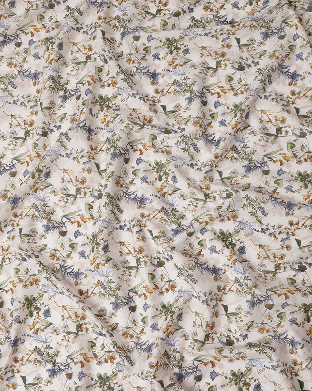 Ivory Beige Digital Print Lawn Fabric 110cm