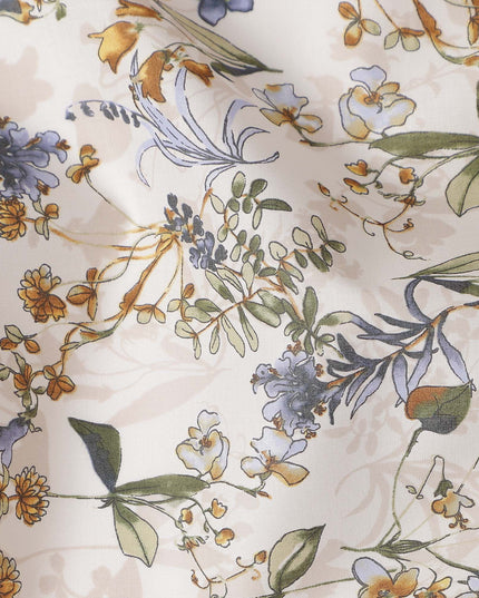 Ivory Beige Digital Print Lawn Fabric 110cm