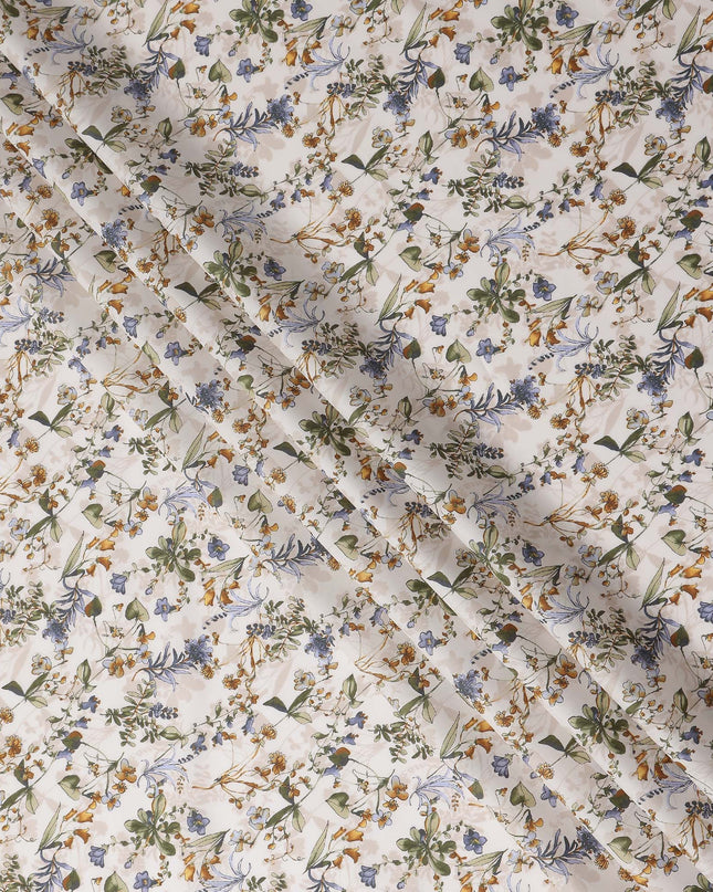 Ivory Beige Digital Print Lawn Fabric 110cm