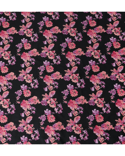 Jet Black Digital Print Lawn Fabric 110cm
