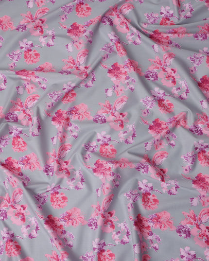 Dove Grey Digital Print Lawn Fabric 110cm