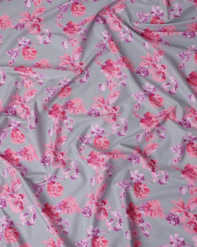 Dove Grey Digital Print Lawn Fabric 110cm