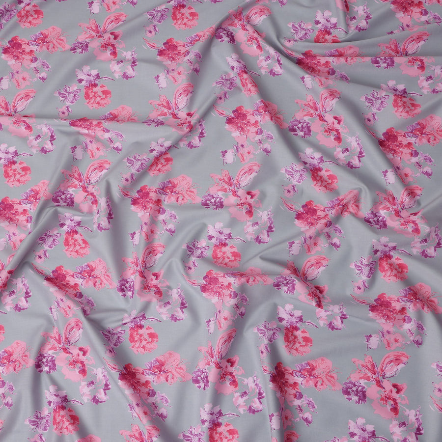 Dove Grey Digital Print Lawn Fabric 110cm