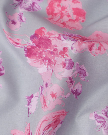 Dove Grey Digital Print Lawn Fabric 110cm