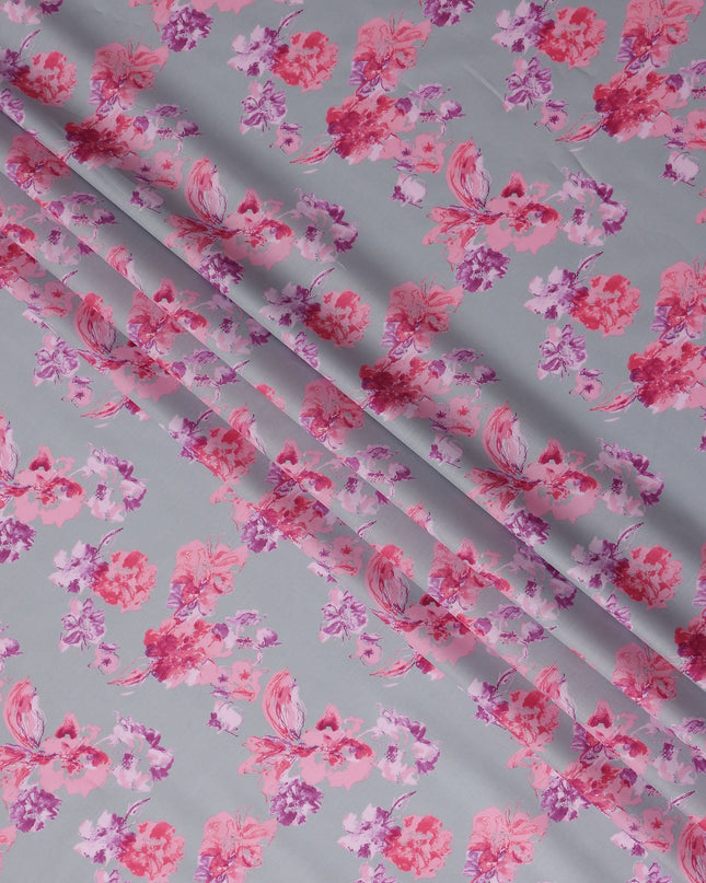 Dove Grey Digital Print Lawn Fabric 110cm
