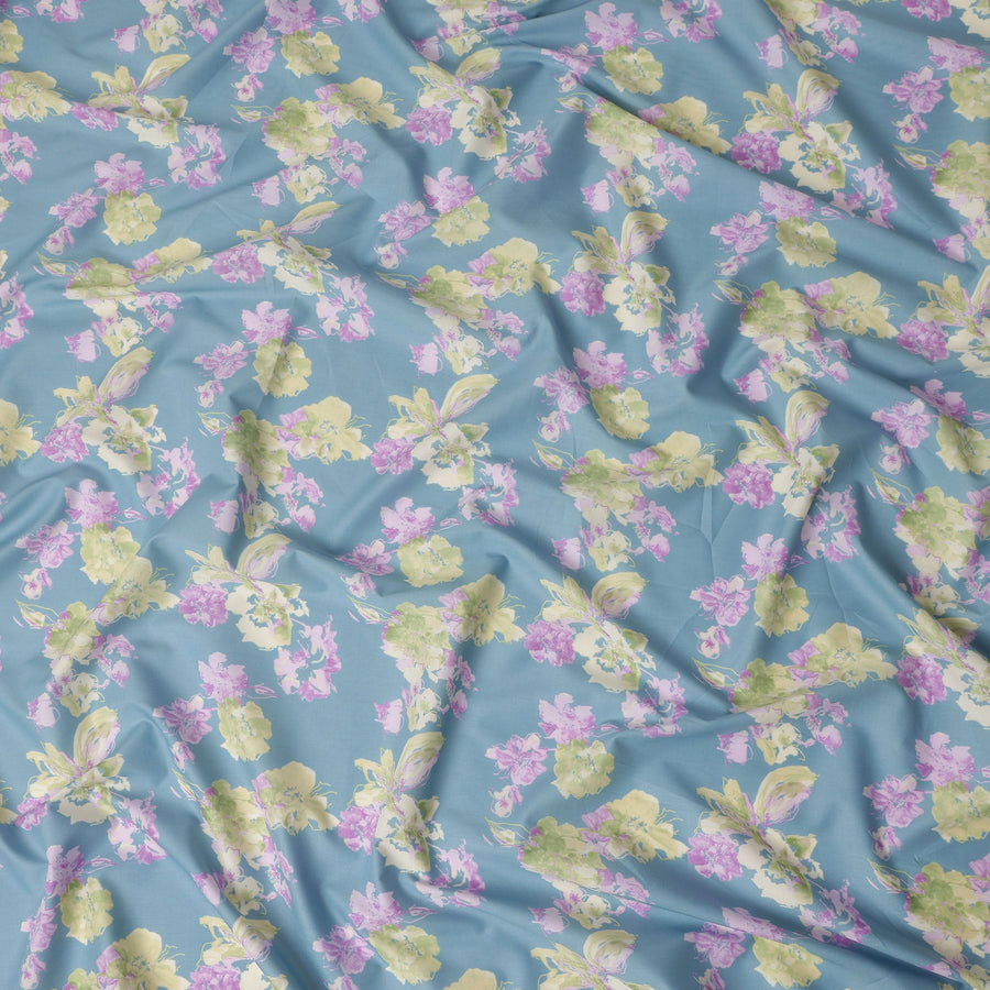 Steel Blue Digital Print Lawn Fabric 110cm