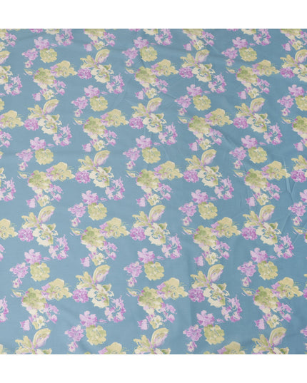 Steel Blue Digital Print Lawn Fabric 110cm