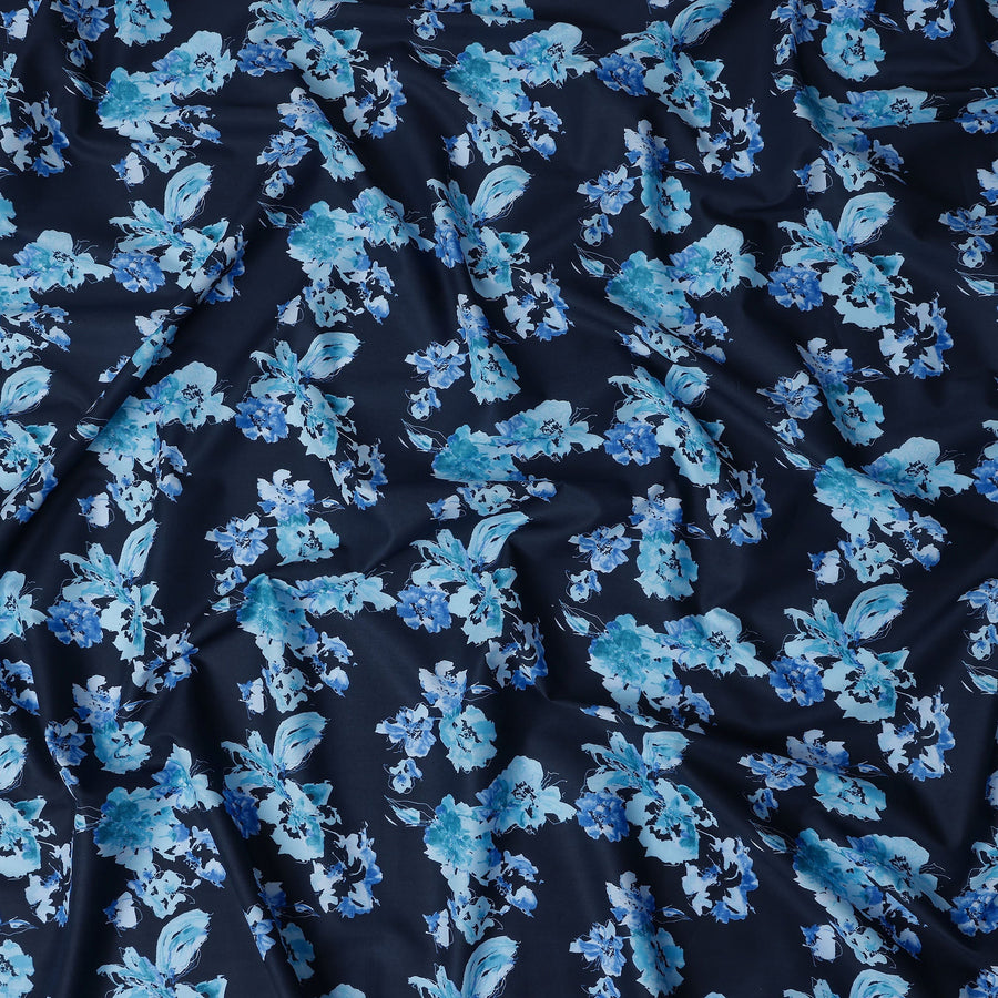 Navy Blue Digital Print Lawn Fabric 110cm