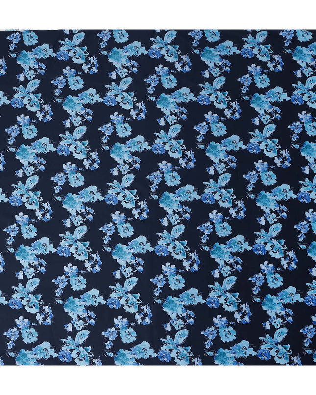 Navy Blue Digital Print Lawn Fabric 110cm