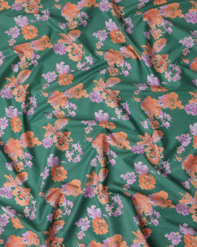 Emerald Green Digital Print Lawn Fabric 110cm
