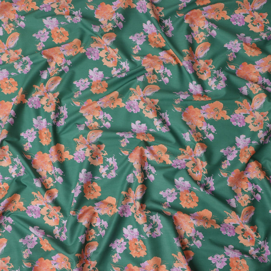 Emerald Green Digital Print Lawn Fabric 110cm