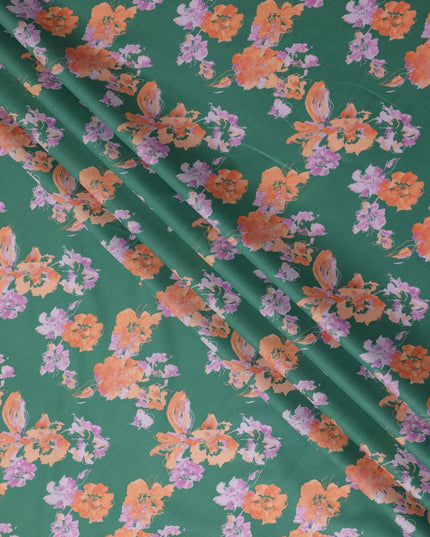 Emerald Green Digital Print Lawn Fabric 110cm