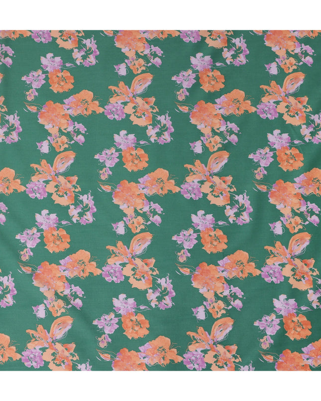 Emerald Green Digital Print Lawn Fabric 110cm