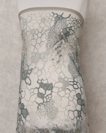 Silver Grey Floral Tulle Fabric 140cm China