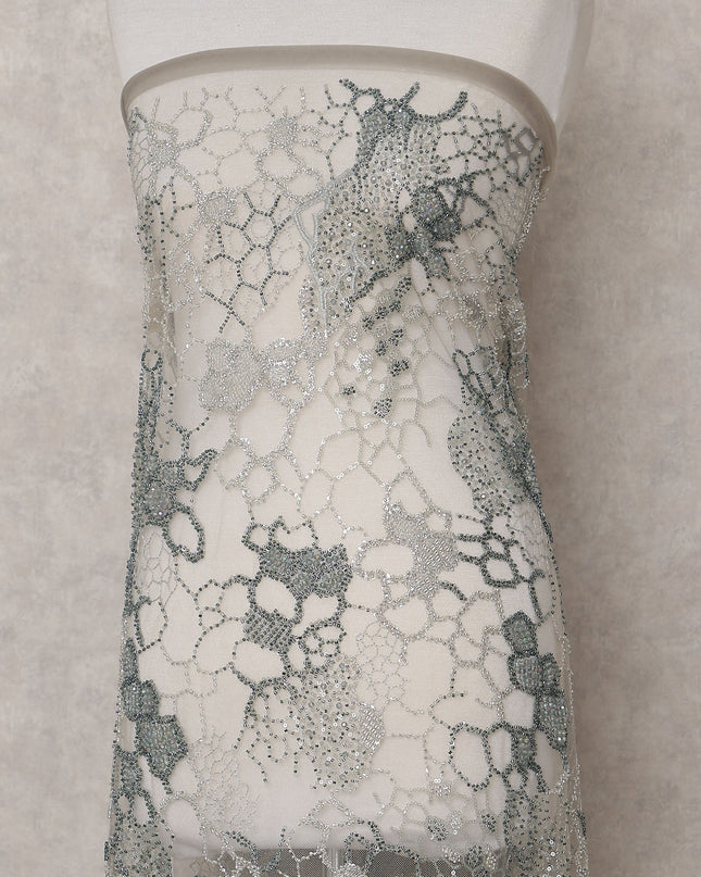 Silver Grey Floral Tulle Fabric 140cm China
