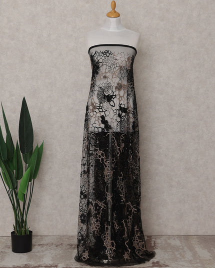 Black Floral Tulle Fabric 140cm China