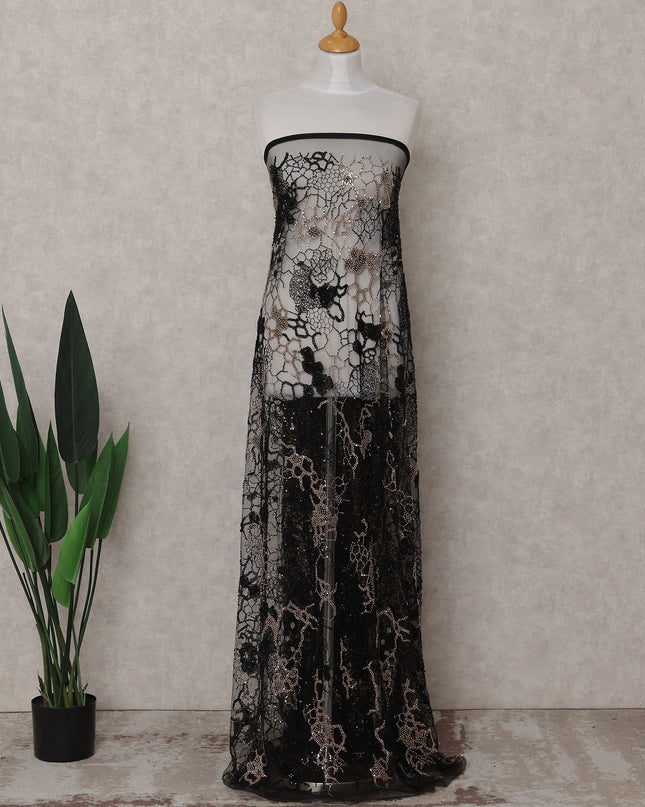 Black Floral Tulle Fabric 140cm China