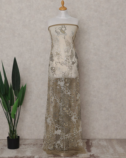 Olive Gold Beige Floral Tulle 140cm China
