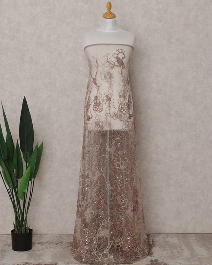 Champagne Beige Floral Tulle 140cm China
