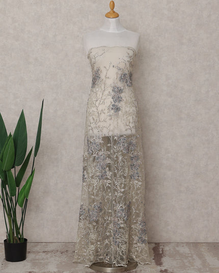 Champagne Beige Floral Tulle 140cm China