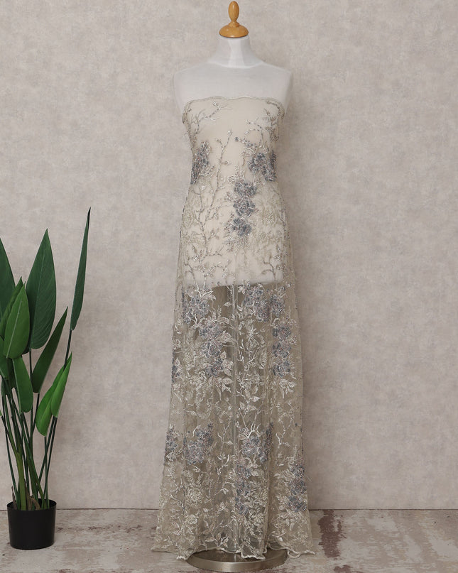 Champagne Beige Floral Tulle 140cm China