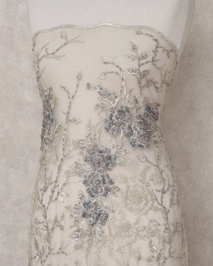 Champagne Beige Floral Tulle 140cm China