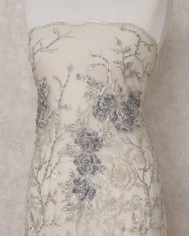 Champagne Beige Floral Tulle 140cm China