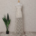Beige Leaf Embroidered Tulle Fabric 140cm