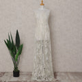 Ivory White Floral Tulle Fabric 140cm Turkey